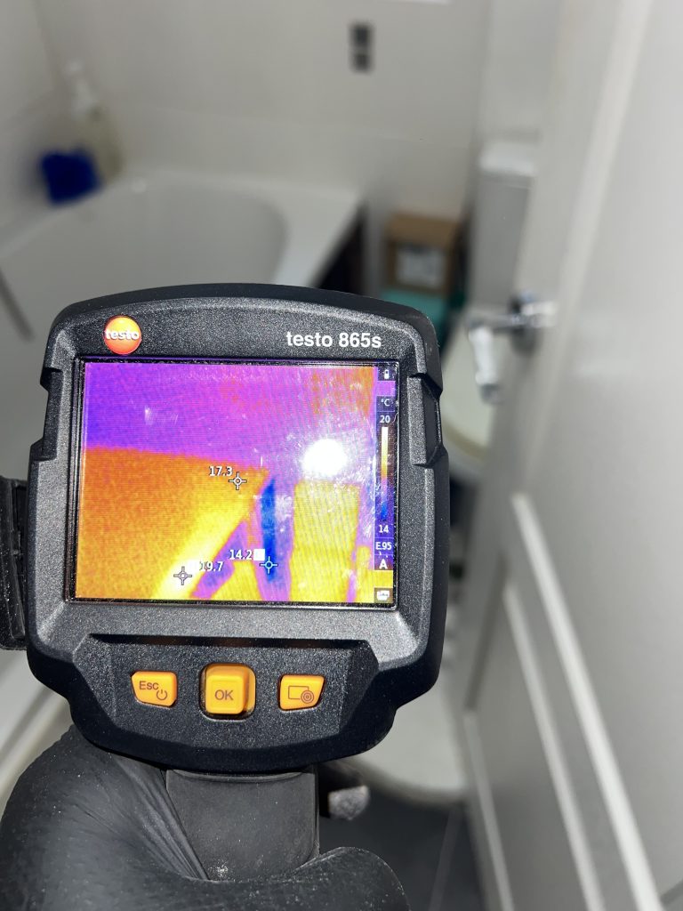 Thermal-camera assessment inside a bathroom